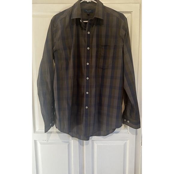 Cole Haan Shirt Men’s Medium Blue Gray Oxford Long Sleeve Button Up Grand OS - Picture 1 of 10